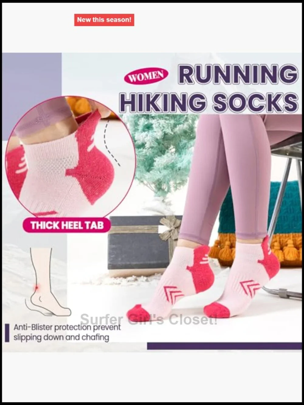 Merino Wool Ankle Hiking Running Socks for Women - 6 Pairs